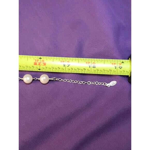 Marsala Signed White Ringed Pearls & Sterling Silver Necklace And Earrings Set - Picture 7 of 9